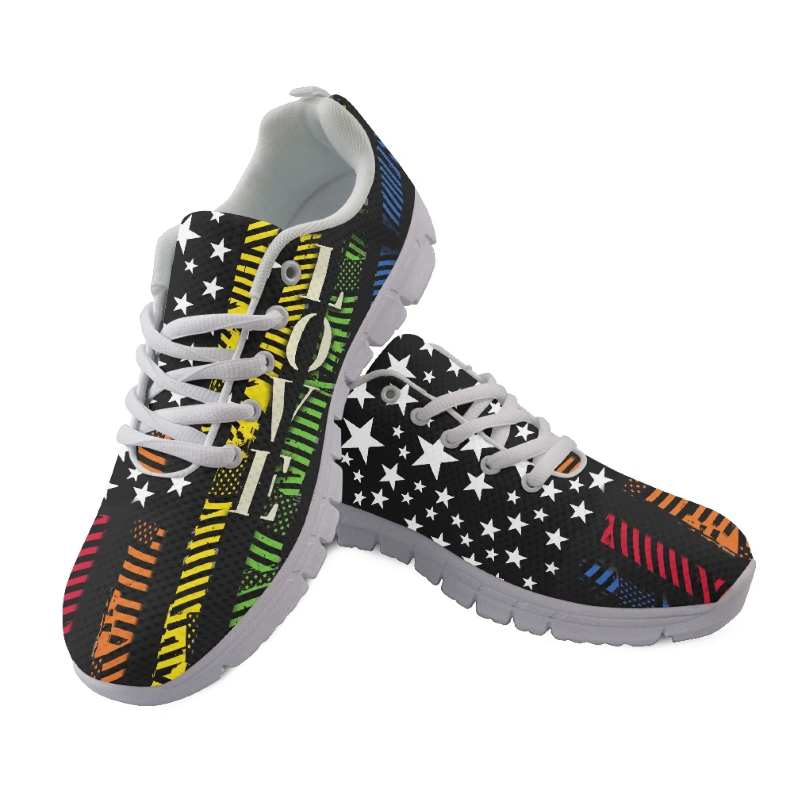 Coloranimal Rainbow Flag Love New Arrival Breathable Jogging Shoe for Women Mesh & EVA Sole Tennis Shoes Running Shoes