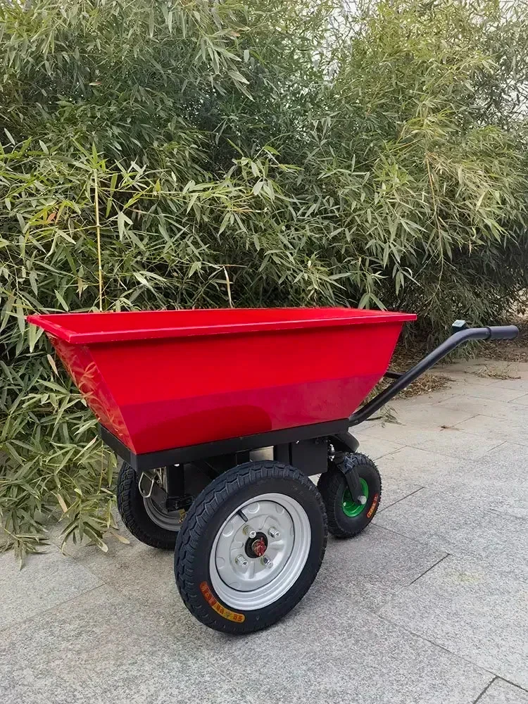 lt Electric Trolley Lorry Double-Wheel Agricultural Electric Hand Push Trolley Small Orchard Elevator Material Truck