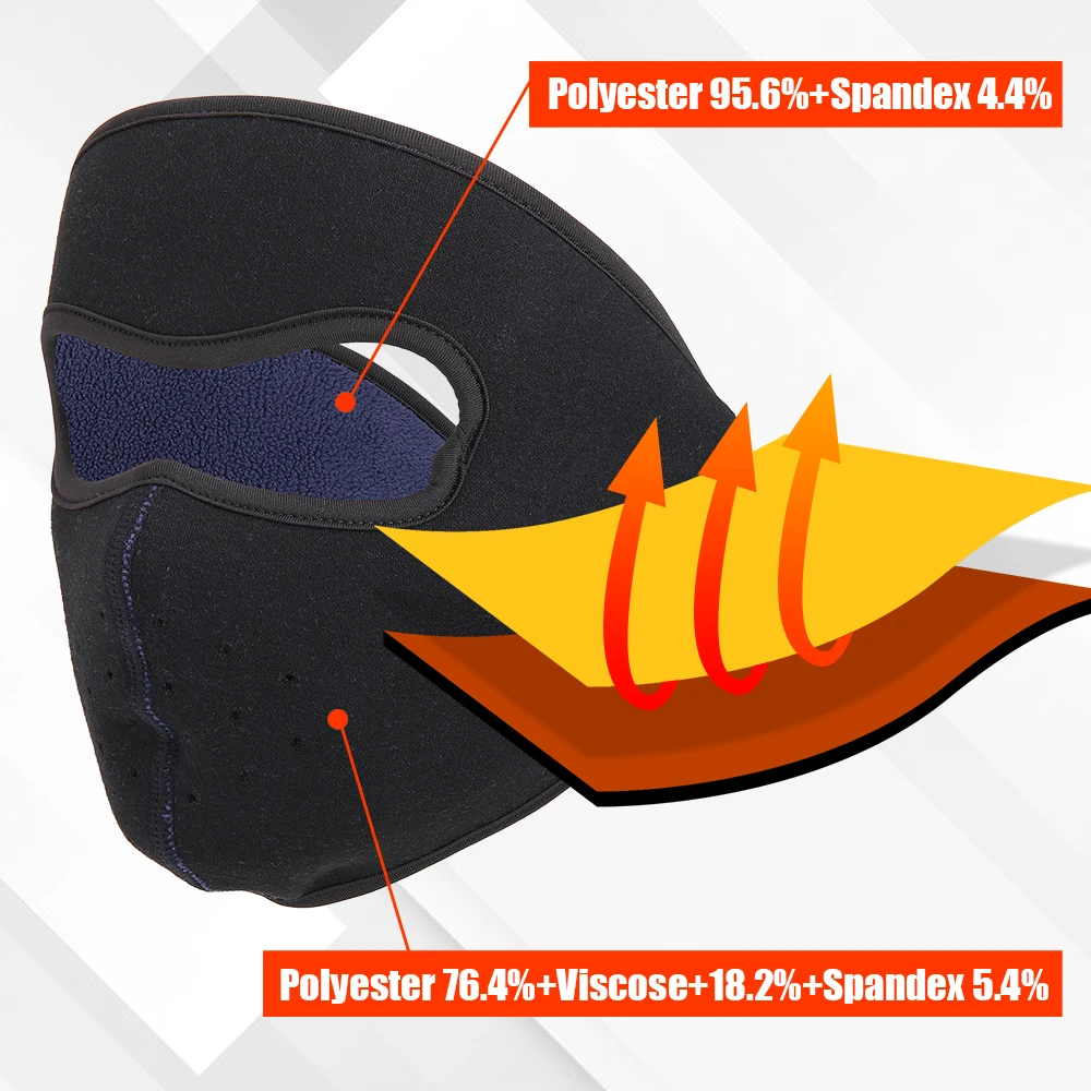 Bandana d\'hiver en polaire, masque facial thermique complet, Ski, temps froid, écharpe chaude, coupe-vent, cagoule réglable, doublure de casque pour