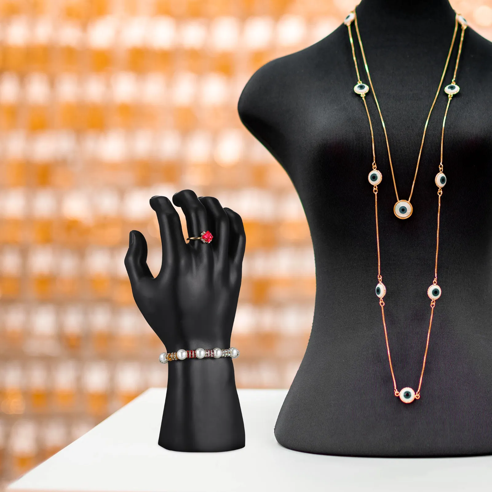 

Gloves Display Holder Hand Stand for Rings Jewelry Watch Mannequin Dummy Decorative Home Accessory Durable Plastic Design