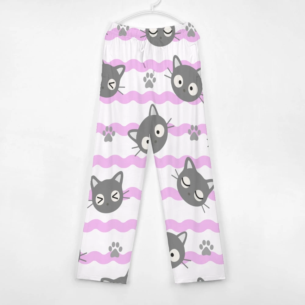 Pantalon de pyjama de dessin animé de chats mignons pour hommes et femmes, pantalon de salon super doux, bas de pyjama unisexe pour le sommeil avec poches, cordon de serrage de proximité