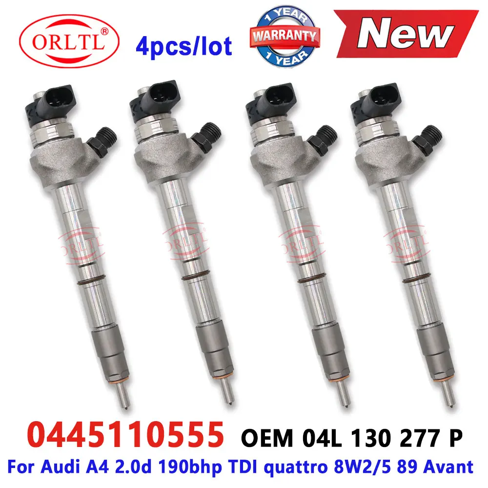 4pcs 0445110555 Common Rail Injector 0 445 110 555 Diesel Fuel Spray Nozzle 04L130277P Fit for Audi A4 2.0 190bhp 04L 130 277P