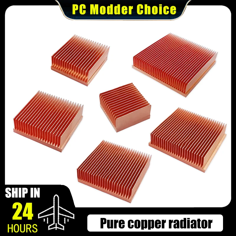 Pure Copper Electric Heat-sink with Dense Fins for South Bridge, LED, Graphics Card DIY Cooling Radiator, Multi-size Selection