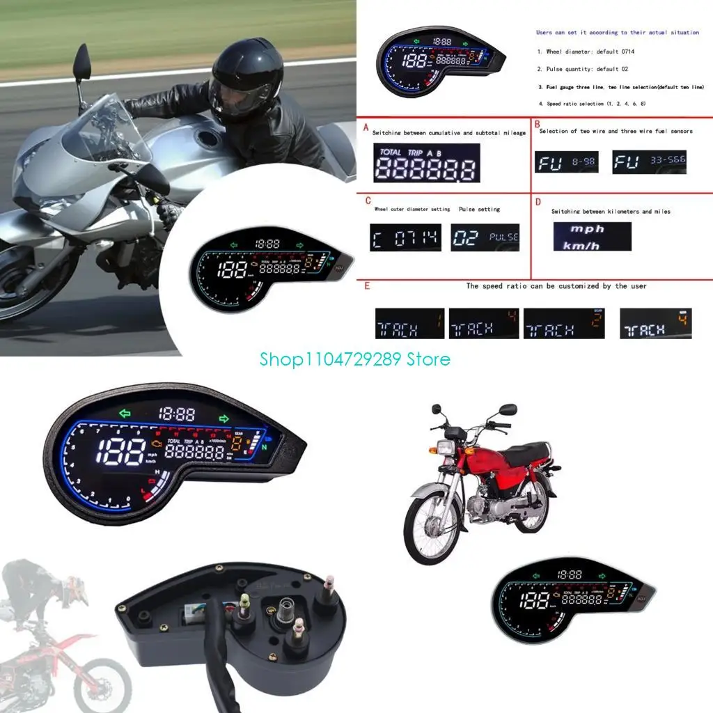 

D8KE Waterproof Accurate Motorcycle Digital Speedometer With LCD Display 99999Km Odometer Suitable For NXR150 NXR125 MRX125