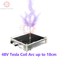 48V Mini Tesla Coil Voltage Pulse arc Generator Touchable Artificial Lightning Arc Generator Teaching ExperimentalArc up to 10cm