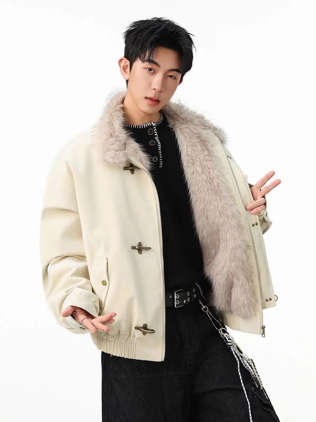 

Американский ретро-косуха для мужчин, зимнее утепленное кожаное пальто с подкладкой, авиационный стиль, синее, модная хлопковая одежда для подростков