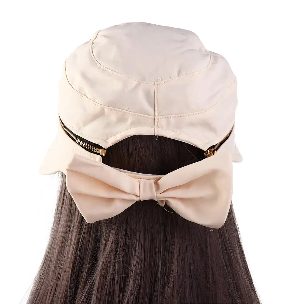 

Fashion Foldable Bowknot Empty Top Ladies Cycilng Travel Bucket Hat Fisherman Hat Removable Sun Hat Women Cap