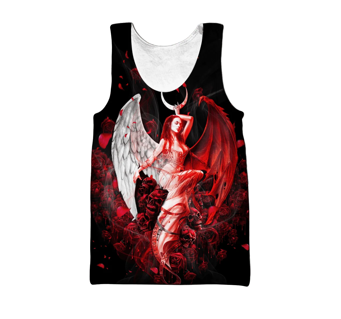 Reaper Scythe Skull Girl And Rose 3D Printed Men vest Summer Harajuku Sleeveless t shirt Unisex Casual Cool Tank Tops BX-77