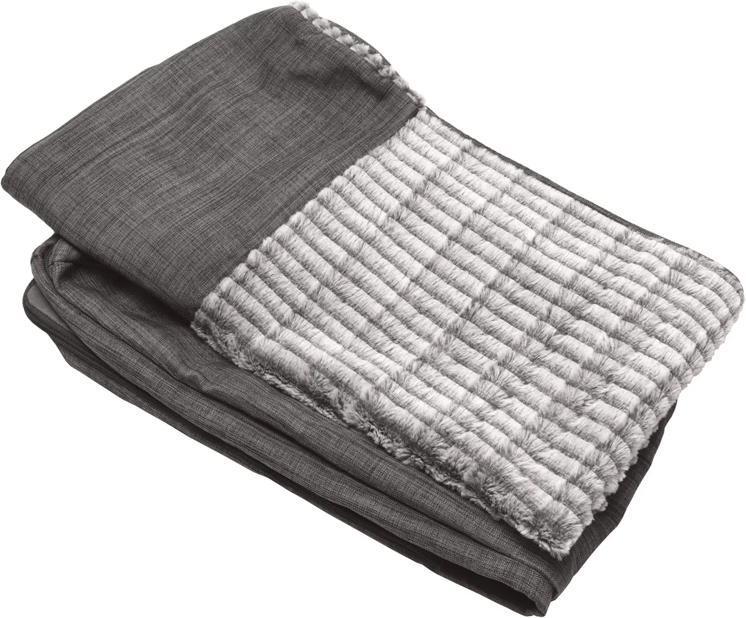 

Replacement Dog Bed Cover Luxe Faux Fur & Performance Linen Sofa-Style, Machine Washable - Charcoal, Jumbo (X-Large)