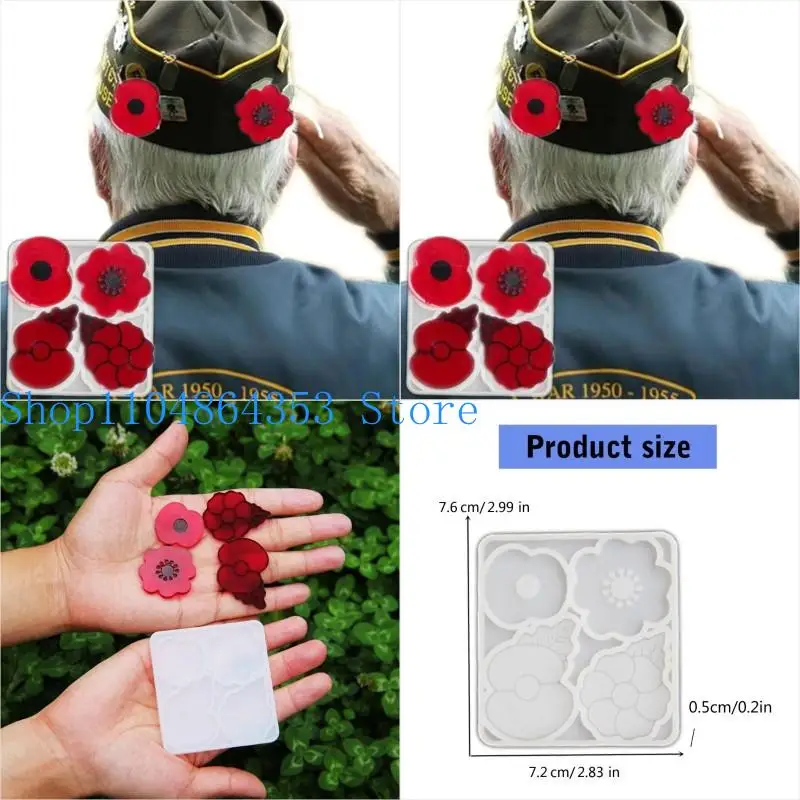 

652F Versatile Silicone Mold Poppys Flower Epoxy Mould for Jewelry Enthusiasts