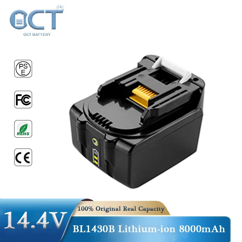 

For MAKITA BL1430 14.4V 8.0Ah Replacement Rechargeable Lithium Ion Battery BL1430B BL1440 BL1450 Cordless Power Tools Batteries