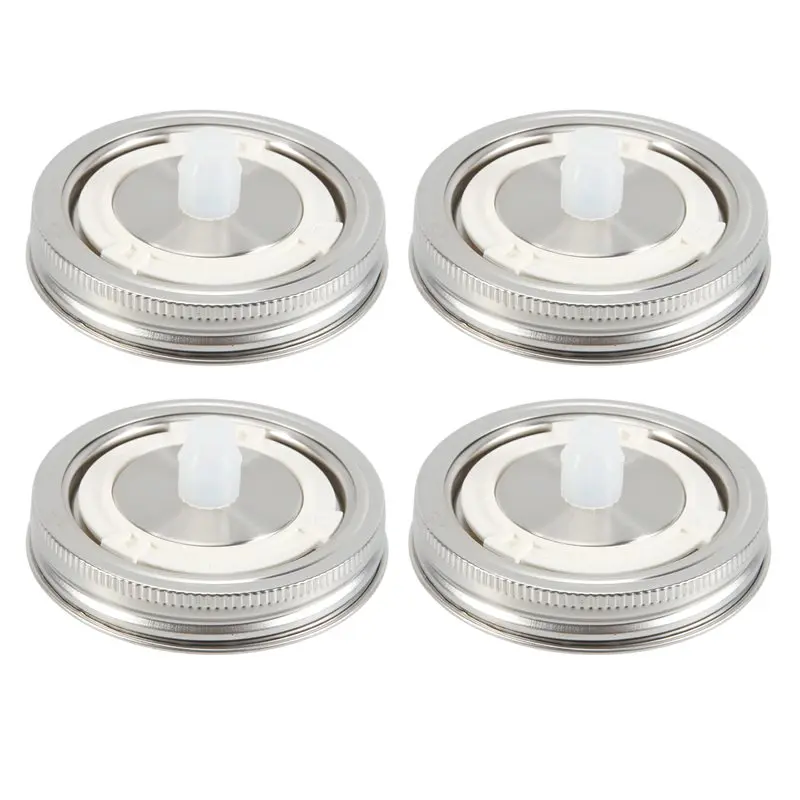 ABFU-Starter Fermentation Kit Includes 4 Stainless Steel Lids With Date Tracking, For Wide Mouth Mason Jar Lids