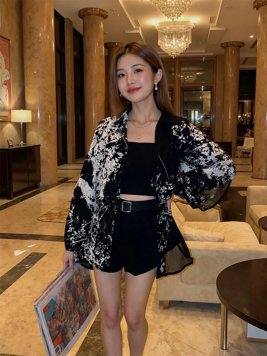 قمصان كاجوال بأكمام طويلة بلوزة نسائية مخططة بأزرار سفلية مع ياقة مقلوبة وتصميم فضفاض لملابس الشارع اليومية للمكتب #3