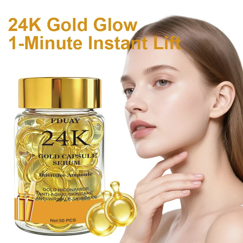 24K Gold Niacinamide Capsule Serum, Brightening Anti-Wrinkle Facial Skin Care
