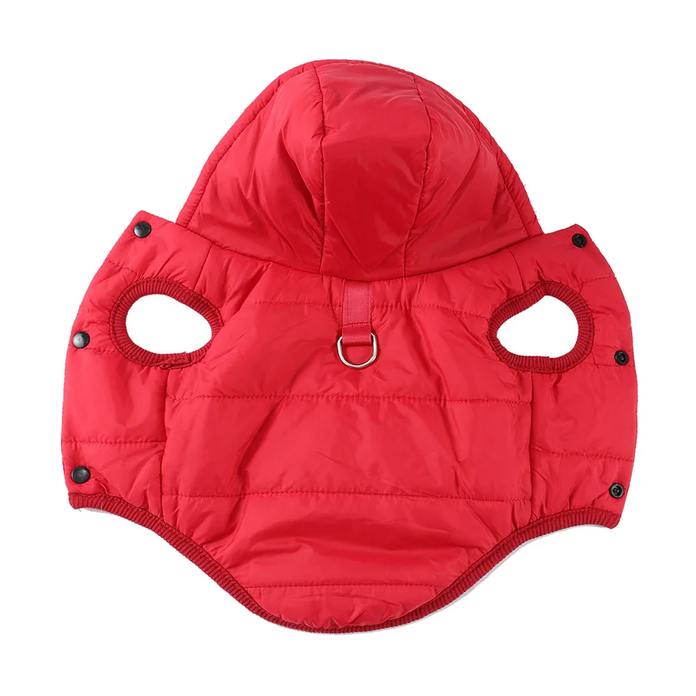 Winter-Kapuzenmantel für Hunde und Katzen, Dickes Fleece, Winddichte Welpenjacke mit D-Ring, Einfarbiges Outfit für Chihuahua und Schnauzer – Detail 8