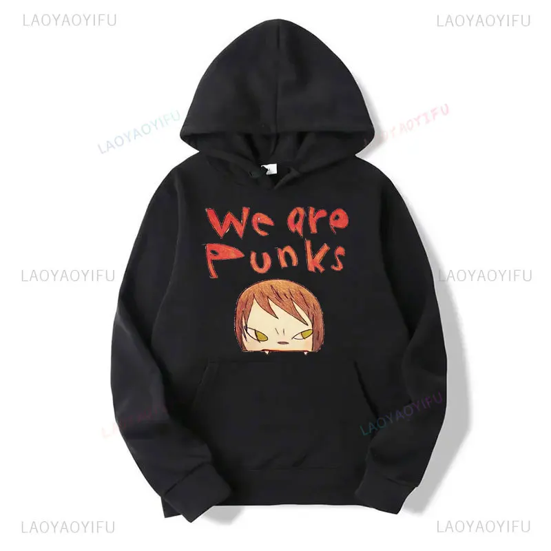 Bluza z kapturem Yoshitomo Nara We Are Punk Life Is Only One Casual Pullovers Bluzy Męskie Damskie Jesień Długi Rękaw
