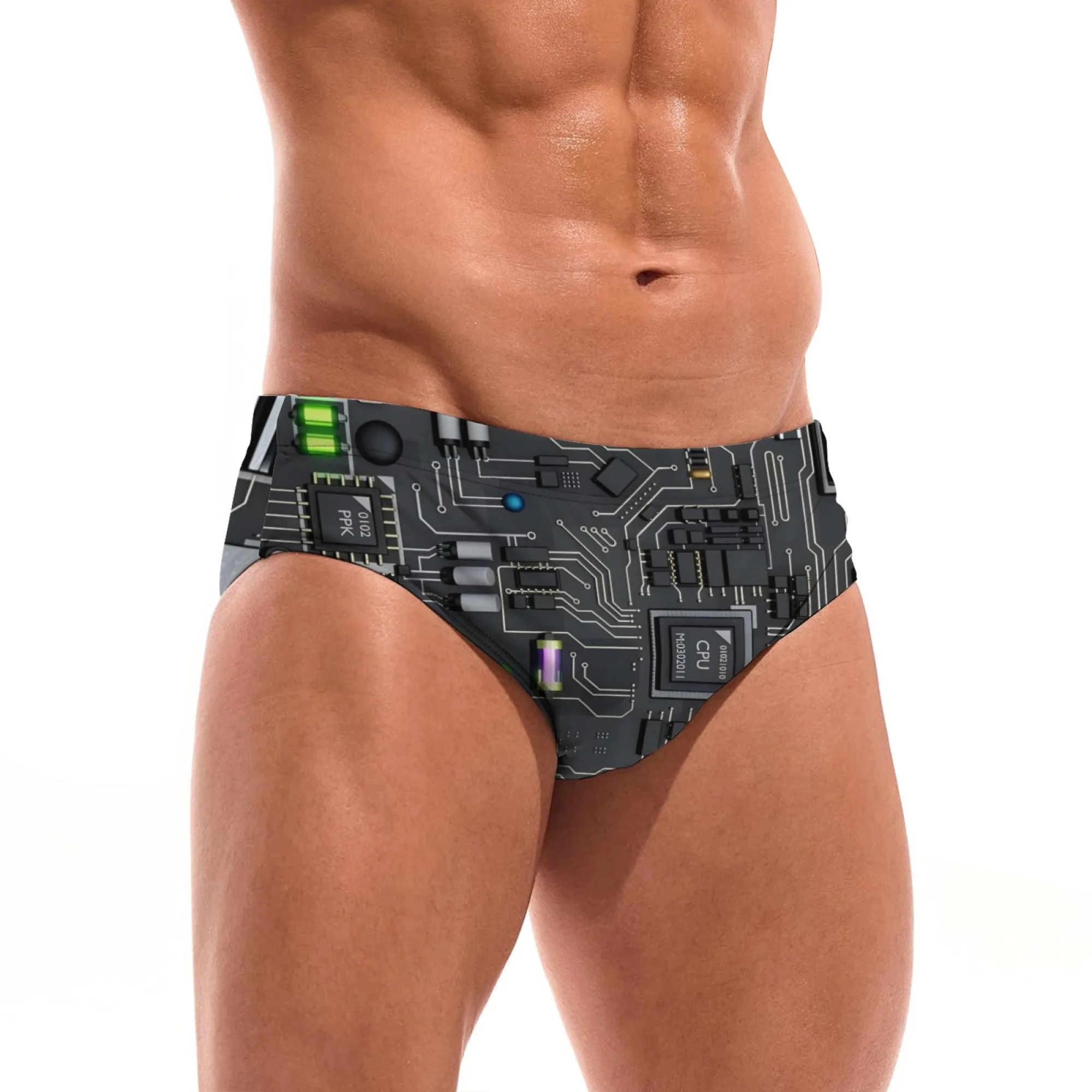 

Electronic Circuit Board Swimming Trunks Novelty Funny Men's Briefs Swimwear Happy Beach Surf Shorts Men's Sexy Bikini Swimsuits