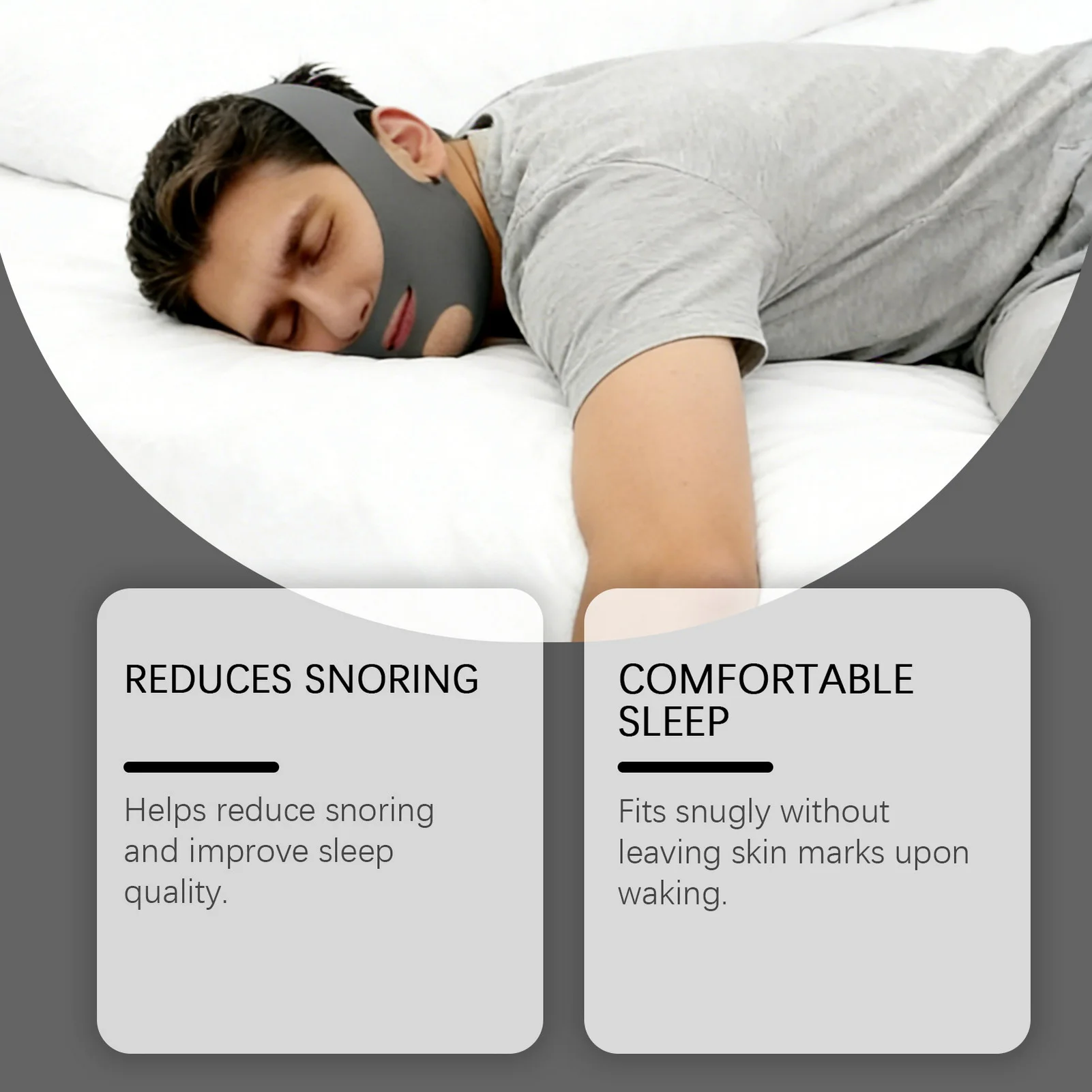 

Sleep Chin Strap Elastic Polyester Support Jaw Reduce Snoring Improve Sleeping Quality Comfortable Fit For Home Travel
