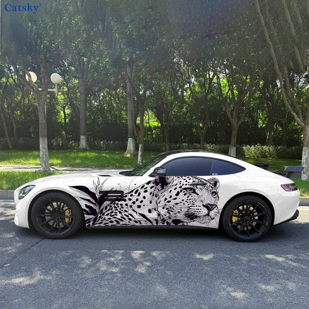 Cheetah Lying Down Cute Car Vinyl Wraps Decal Self-adhesive PVC Sticker Suitable for Trucks SUV Decoration Auto Accessories Gift