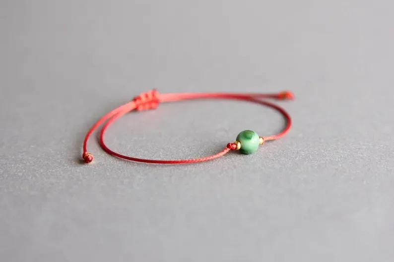 West African Jade Nephrite Simple Beaded Cute Rope Gemstone Bracelet