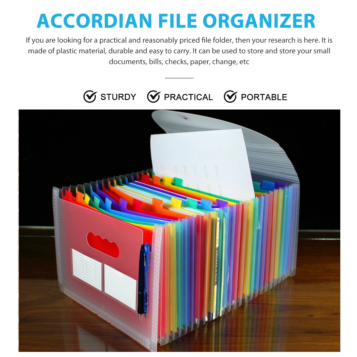

Plastic Lightweight File ganizer Transparent Accordion Folder Multicolor 8 Pockets Document Holder Bill Receipt Stylish