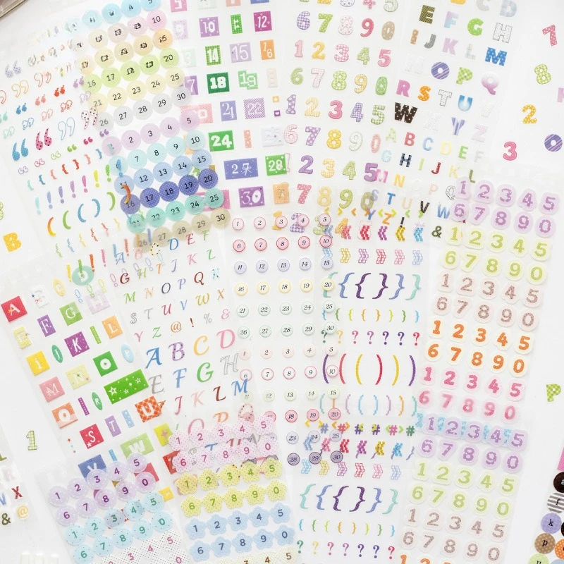 Colorful Number Letter Landscape PET Sticker Creative DIY Journal Material Collage Scrapbooking Stationery
