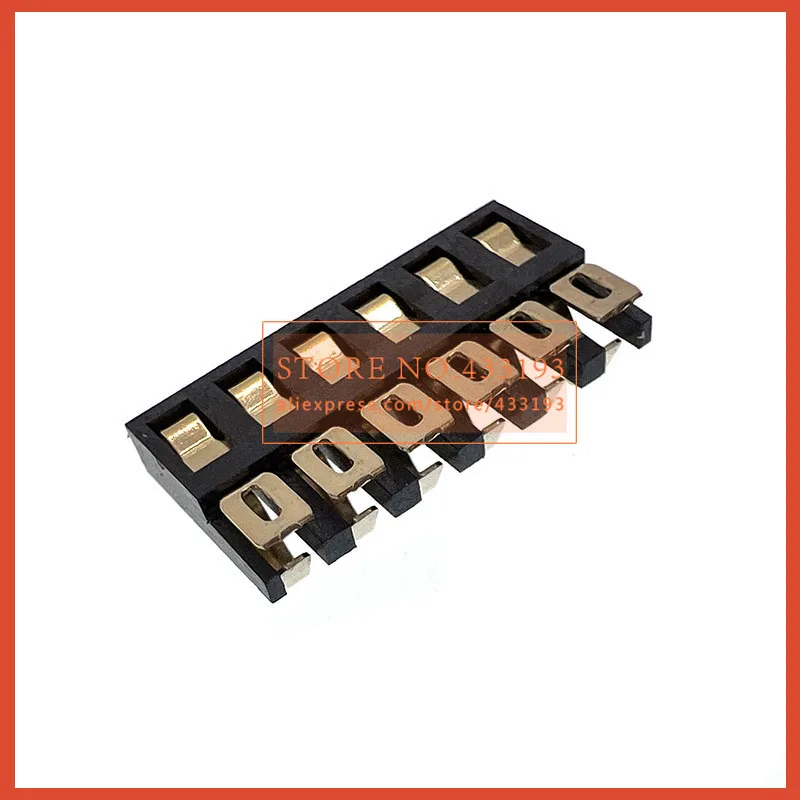 6 Pin Spring Compression Contact 6P 2.0MM Pitch Female Plug Connector Surface Mount Battery Connectors Reflow Solder PCB