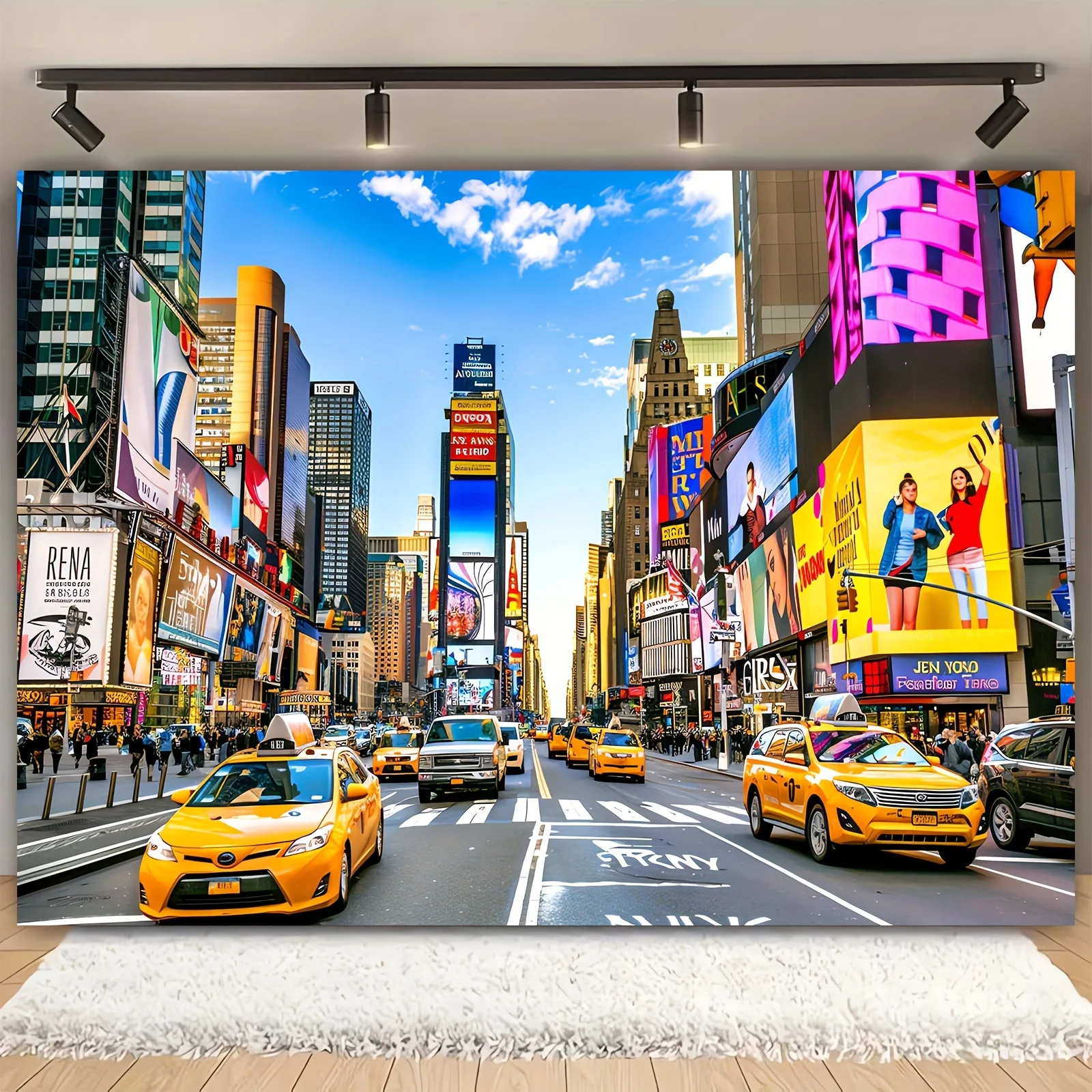 New York Times Square architecture photo background, adult portrait studio booth prop banner