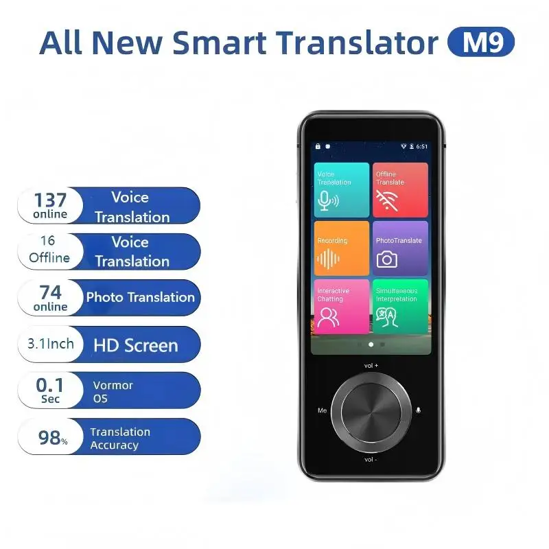 

M9 Intelligent Voice Translator Real Time WIFI Online Translation 137 Languages Portable Offline Translate for Travel Business