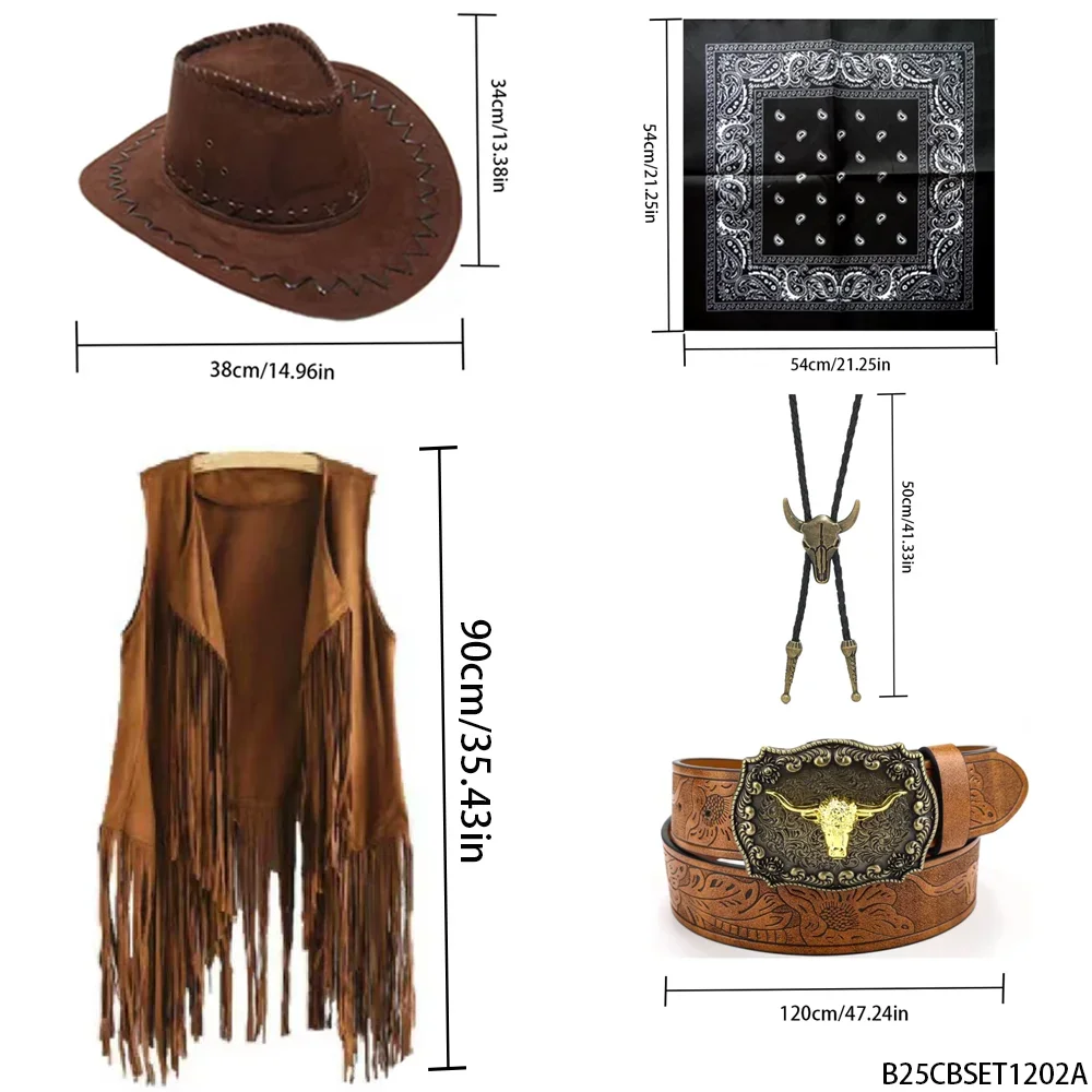 

PESENAR "Western Cowboy Costume Set: Hats, Bandanas & Badges, Perfect for Wild West Themed Dress-Up Events."