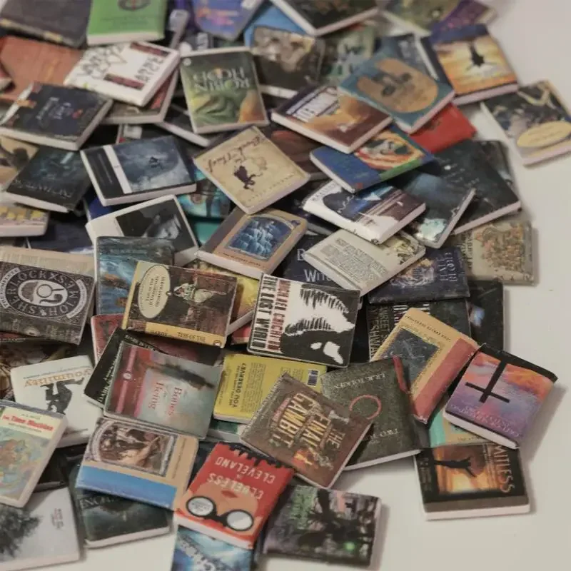 מיני סימולציה די מיני קלאסי רומן מודל ספר בובות בית סצנה תפאורה תפאורה 200 ספרים ואביזרי קישוט