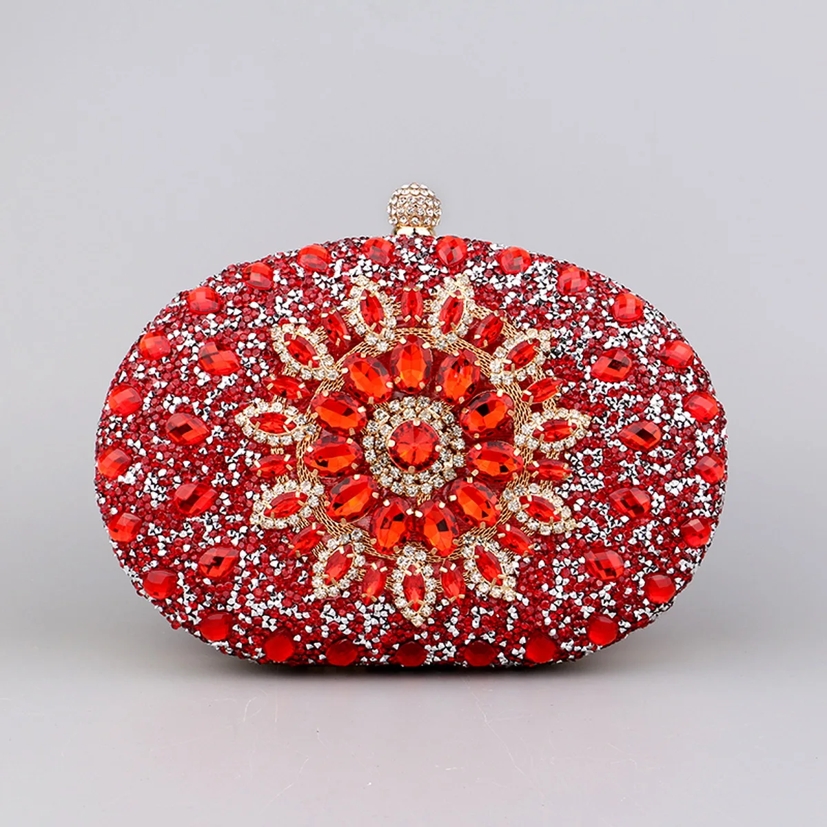 Flower Rhinestones Evening Bags Metal Prom Clutch Diamonds Clutch With Chain Shoulder Handbags Wedding Female Purse