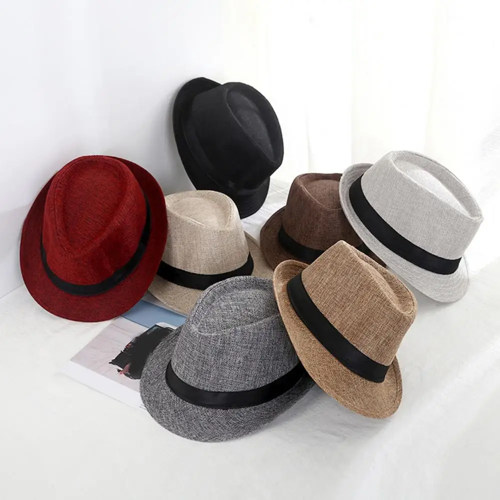 Women Men Hat Adjustable Strap Hat Stylish Unisex Cowboy Hats for Mid-aged Men Women Wide Brim Hats Ribbon Hat Hip Hop Jazz Hat