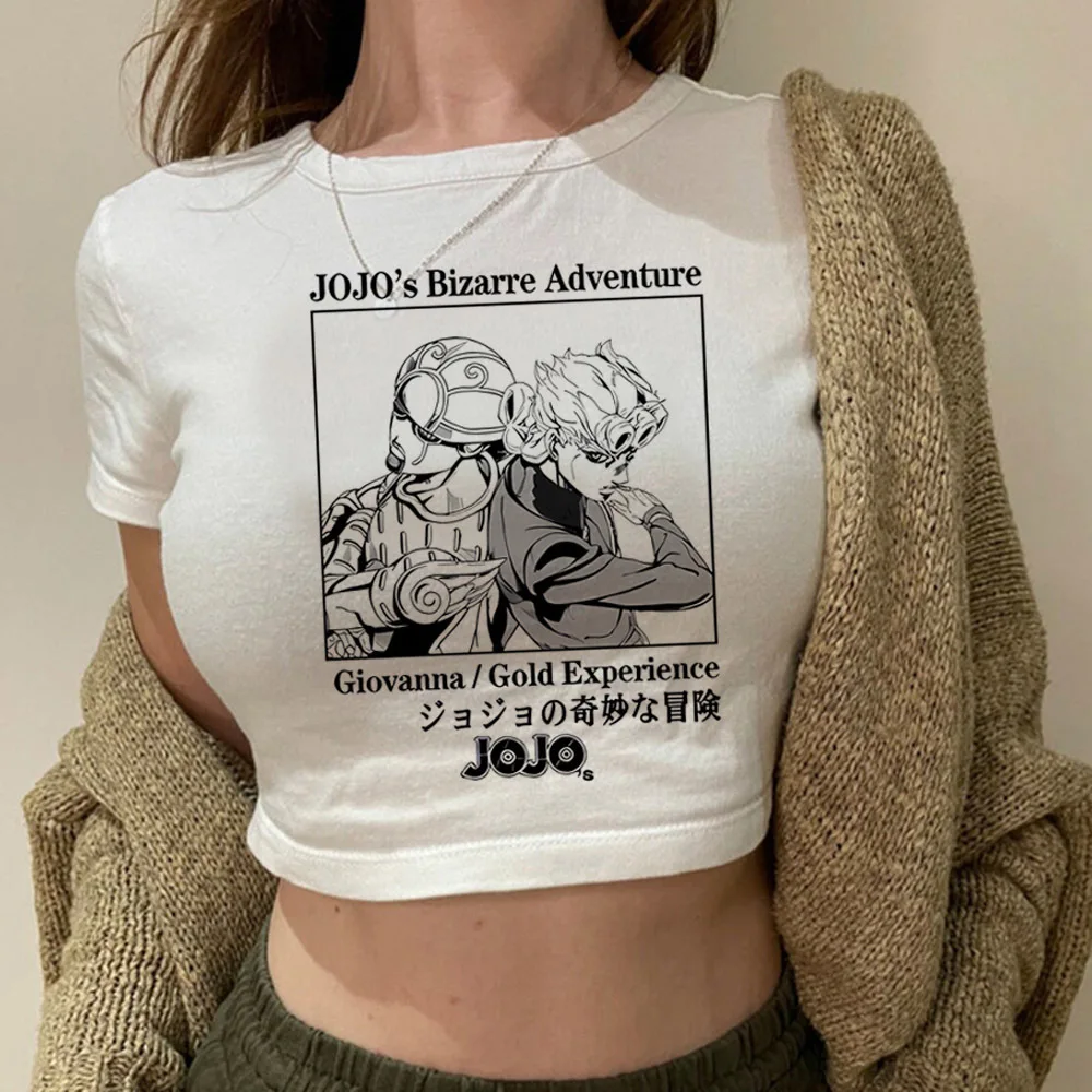 Jojo Bizarre Adventure cropped top shoujo japan 2000s harajuku scene  t-shirt vintage summer graphic japanese goth