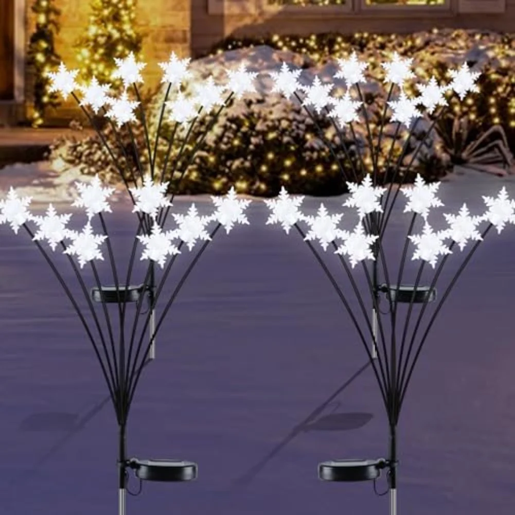 

4-piece Set Of 40 LED Snowflake Solar Lights Outdoor Ground Lamp Courtyard Garden Decorative Landscape Lamp