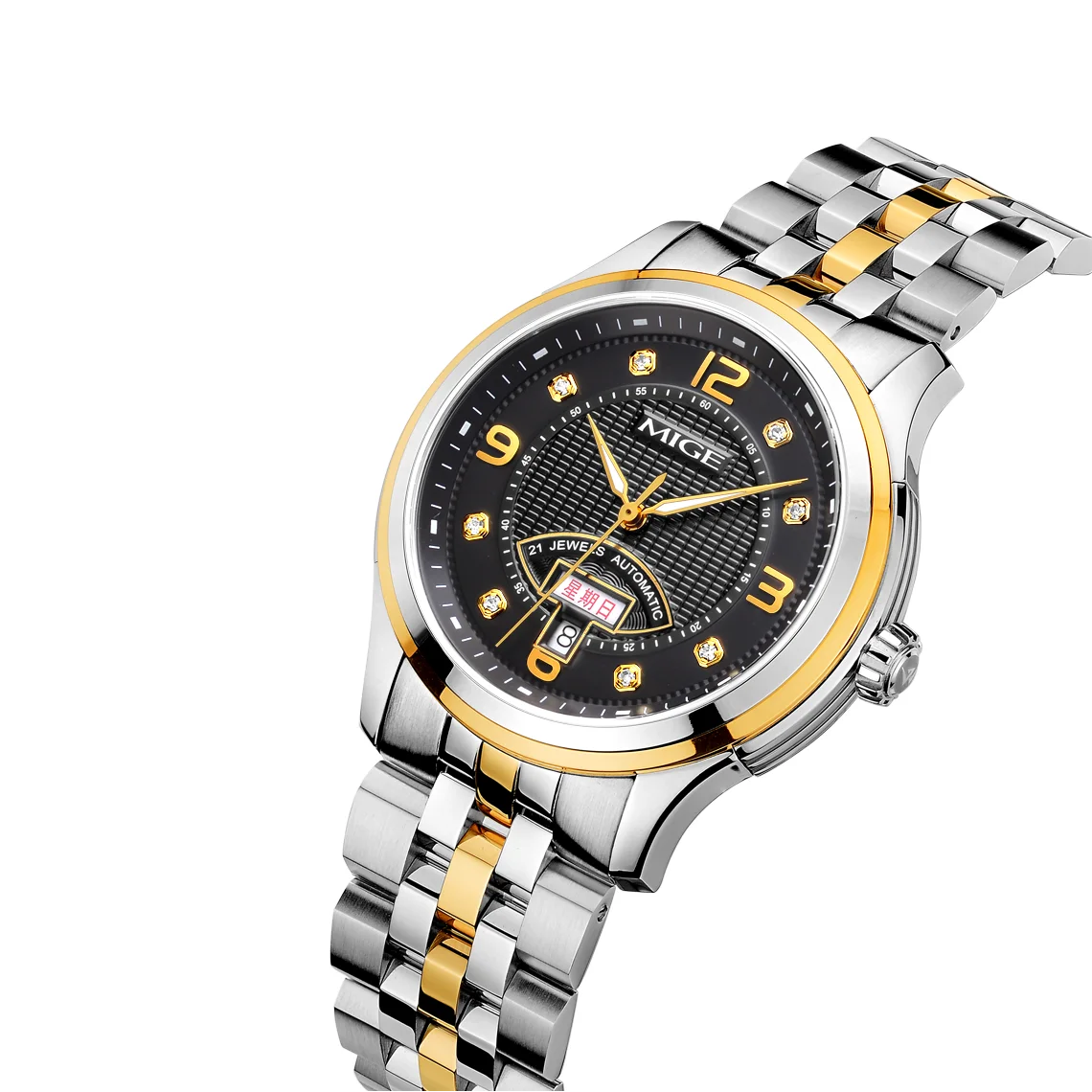 

MIGE Original MIYOTA Men's Watches Mechanical Automatic Watch Waterproof Luminous Calendar Week Wristwatch Stainless Steel