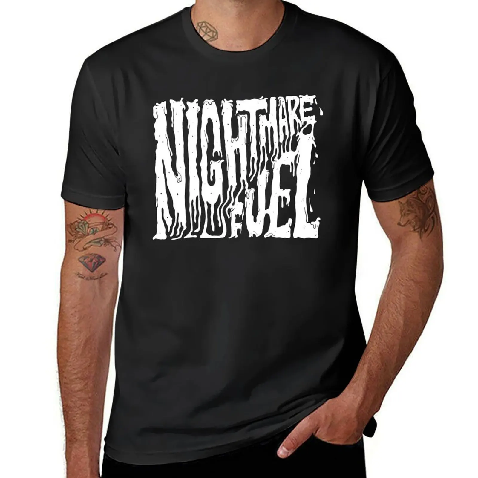 Camiseta con Logo cuadrado de Nightmare Fuel Magazine (negro), camiseta personalizada, camisetas con estampado animal para hombres