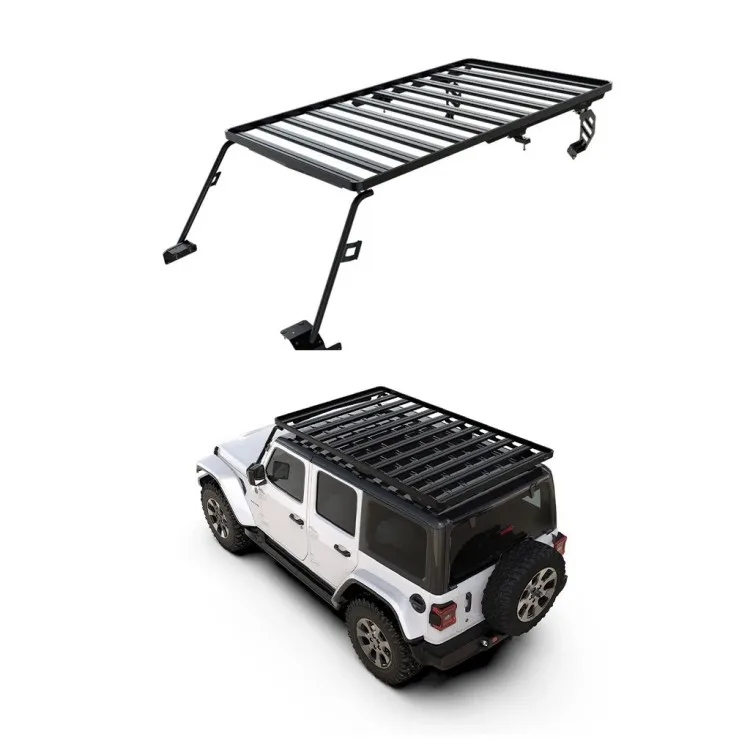For 4X4 Off-road Luggage Rack Cargo Basket Black Steel & Aluminum Alloy 4 Door Full Top Roof Rack For Wrangler JL 2018+