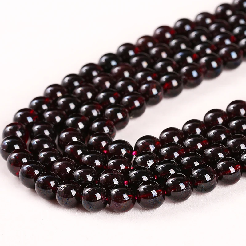 Wholesale Fine AAA+ Natural Dark Red Wine Garnet Round Loose Gemstone Beads For Jewelry Making Diy Bracelet Necklace Accessory