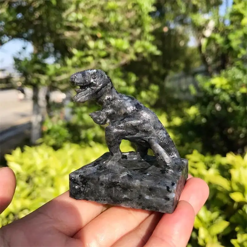 

5.8CM Natural Larvikite Dinosaur Statue Gemstone Animal Carved Healing Fashion Home Room Decor Holiday Gift 1PCS