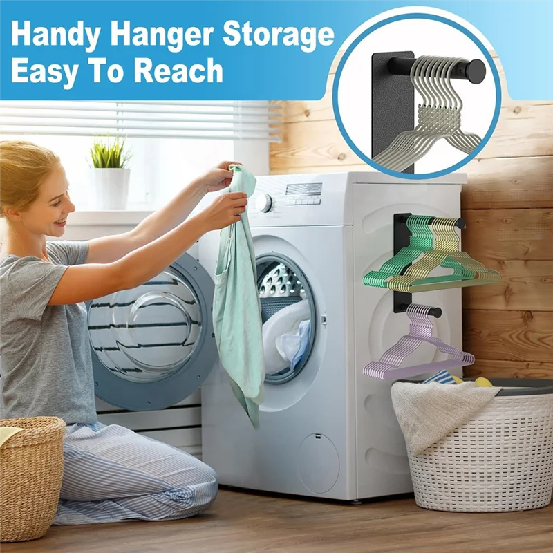ABKD Hanger Organizer Stacker, Magnetic Hanger Holder, Extendable Hanger Storage Rack For Washing Machine Closet Laundry Room