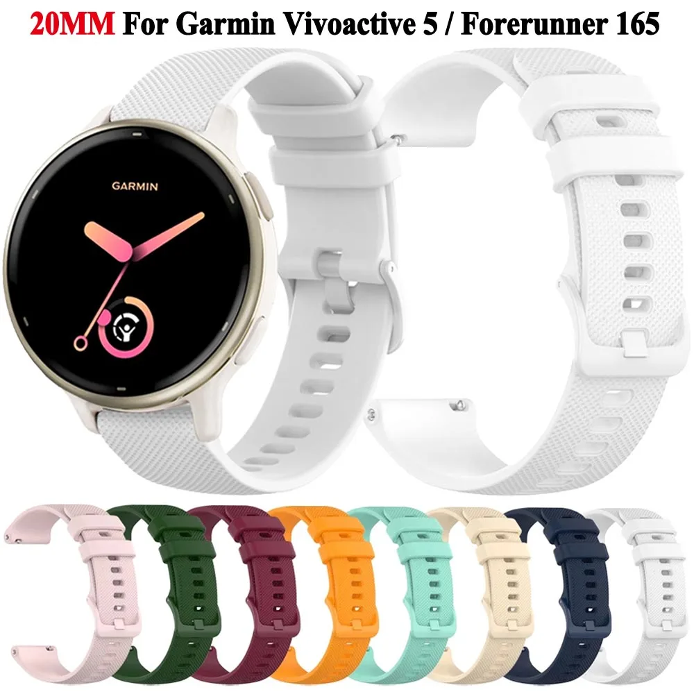 20 มม.สําหรับนาฬิกา Garmin Vivoactive 5 3 Forerunner 165 55 Venu Sq 2 Plus Approach S12 S42 สายรัดข้อมือ smartwatch สร้อยข้อมือ