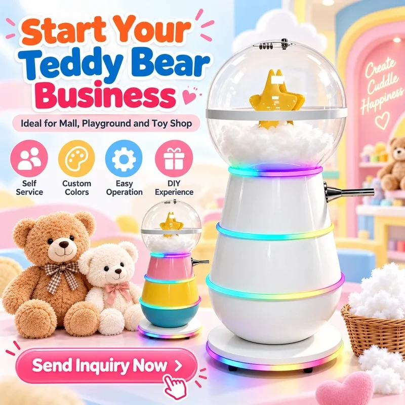 Teddy Bear Doll Stuffing Machine With LED Light DIY Plush Toy Stuffing for Mall, Toy Store, Playground, Entertainment Center