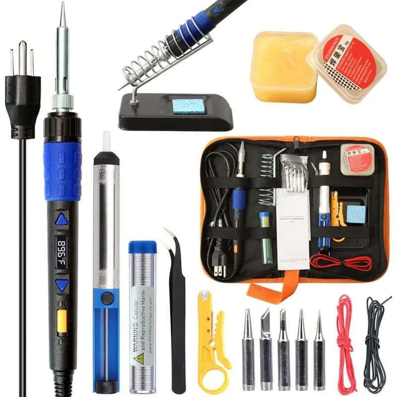 110W Electronics Soldering Iron Kit - LCD Digital Soldering Iron Adjustable Temperature, Wire & Cutter, Stand