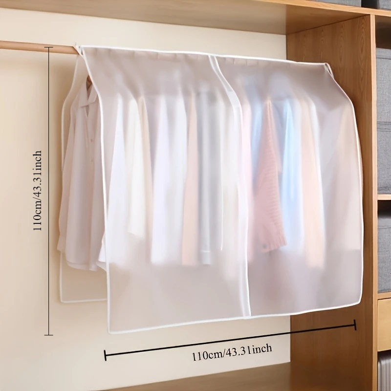 4pcs Clothes Dust Cover Translucent Dress Clothes Garment Dust Cover Hanging Organizer Waterproof Dustproof Clothes Storage - view 6