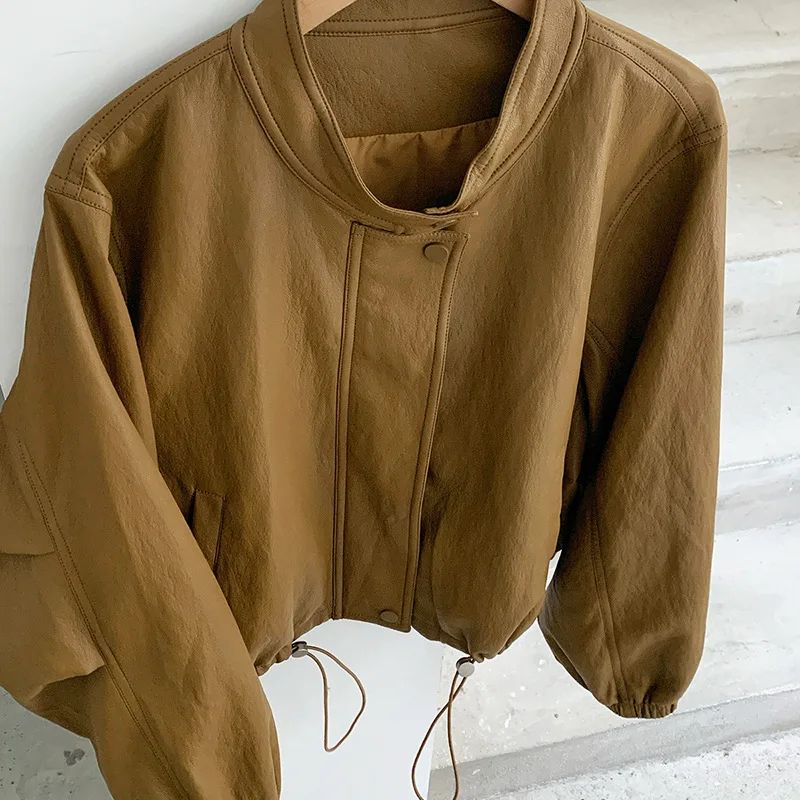 Women Coats Faux Leather Jackets Round Neck Full Sleeve Pu Coat Work Y2k Streetwear Jacket Outerwear Autumn Winter 2026 3