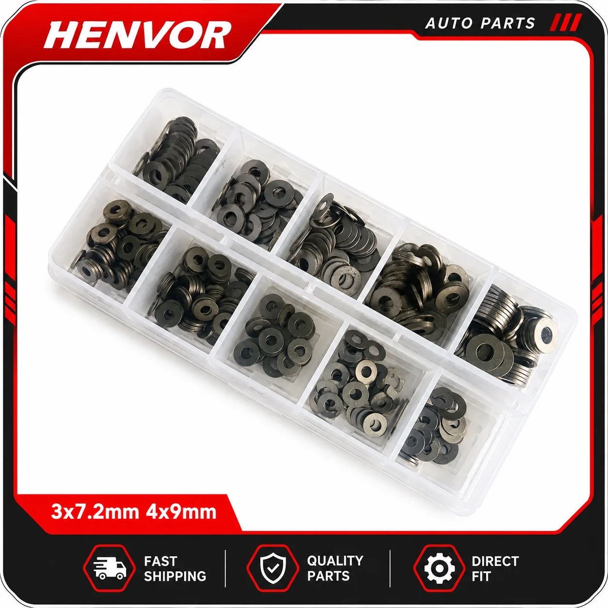 500Pcs CRIN Diesel Common Rail Injector Pressure Adjusting Shims Washer 3x7.2mm 4x9mm Repair Parts for Cummins STR AOWEI