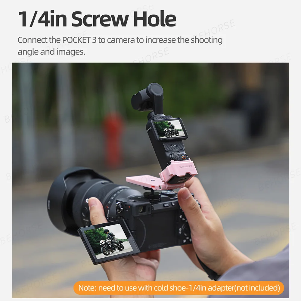 حامل مغناطيسي لأذن القط لـ Osmo Pocket3 حامل سطح المكتب مع دعامة مهايئ توسيع الحذاء البارد لملحقات DJI Osmo Pocket 3