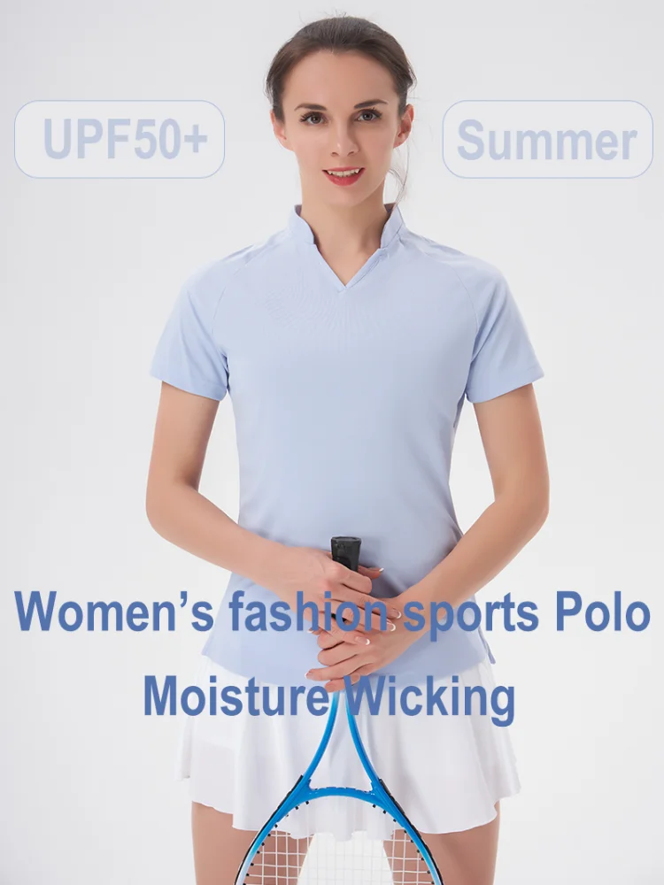 Women Golf Shirt V -Neck Short Sleeve Top Quick Drying T-Shirt Football Tennis Fitness Running Gym Casual Sports T-Shirt Shirt