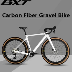 BXT 700C Gravel Bike Carbon Fiber Bicycle GRX-600 11 Speeds Carbon Wheels Carbon Handlebar Gravel Road Bike Completed